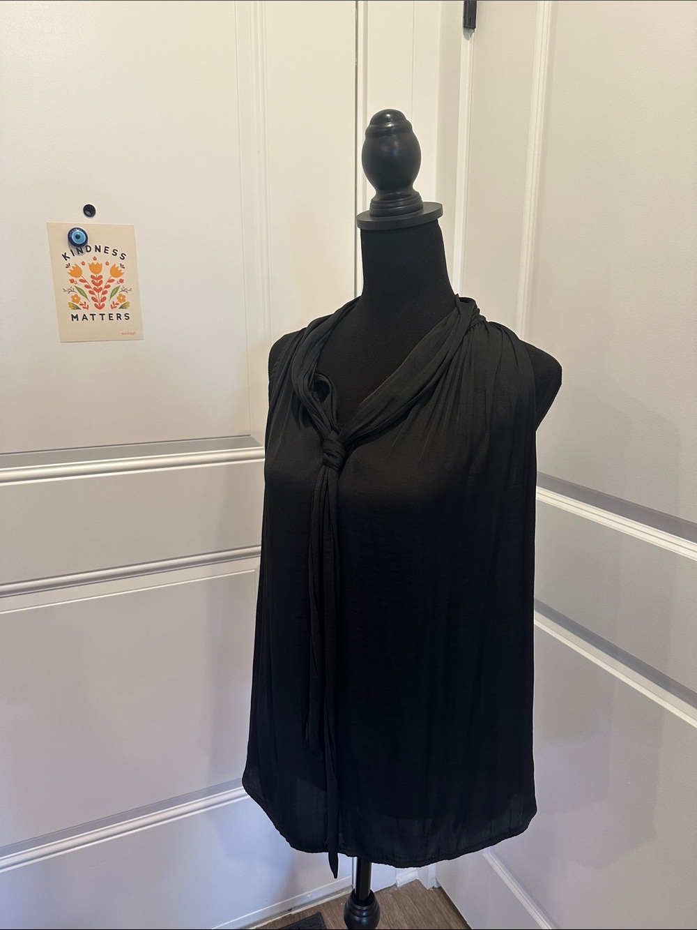 Banana Republic Black Sleeveless Tie-Neck Blouse